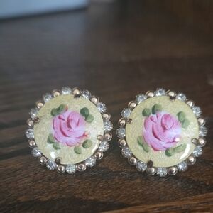 Floral Screw On Earrings